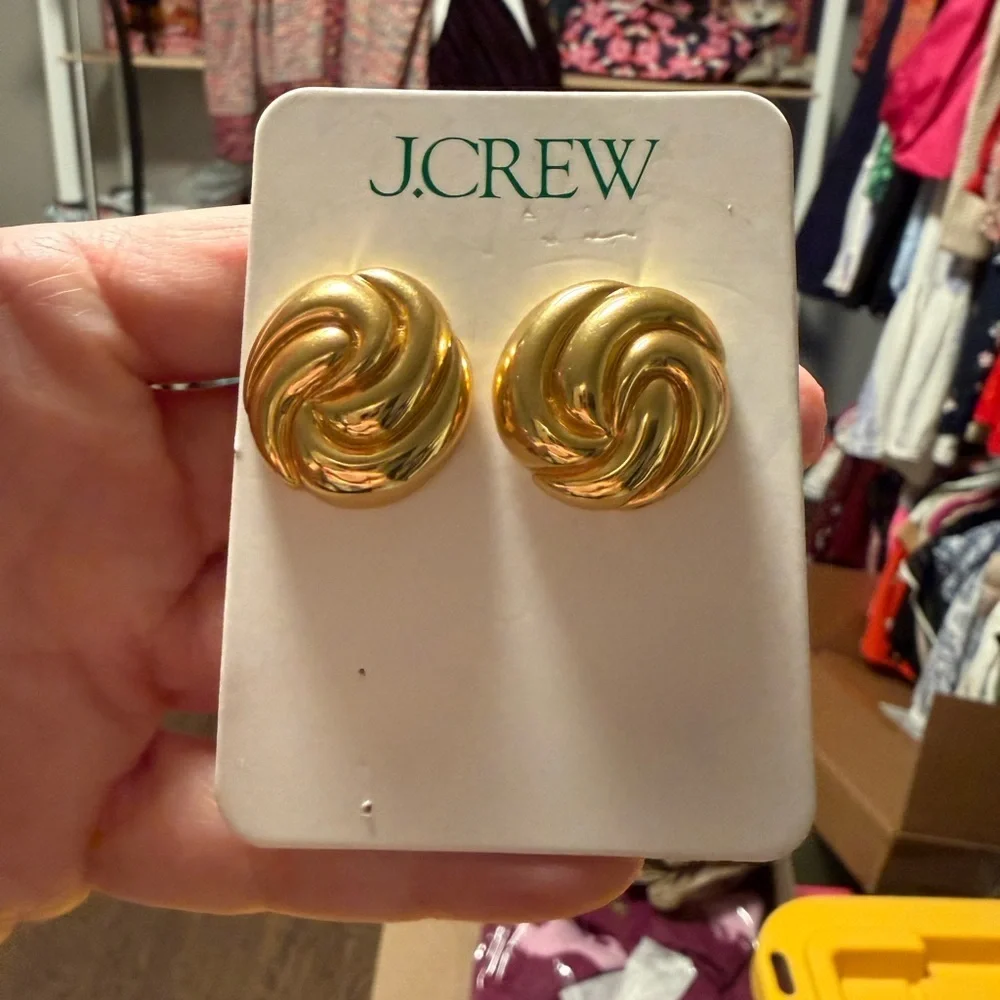 J Crew Gold Stud Earrings NWT